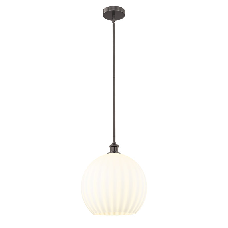 Luminaire suspendu 12 po Edison White Venetian, H 16,13 po x l 13,75 po x P 13,75 po, Bronze huilé