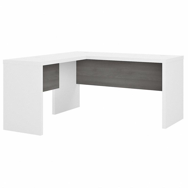 Bureau en forme de L Echo, Blanc pur et gris moderne