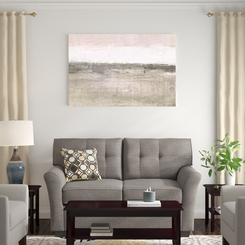 Paysage abstrait brun - peinture sur toile tendue, H 32 po x l 48 po