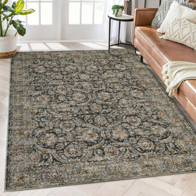 Washable Floral Indoor Rug