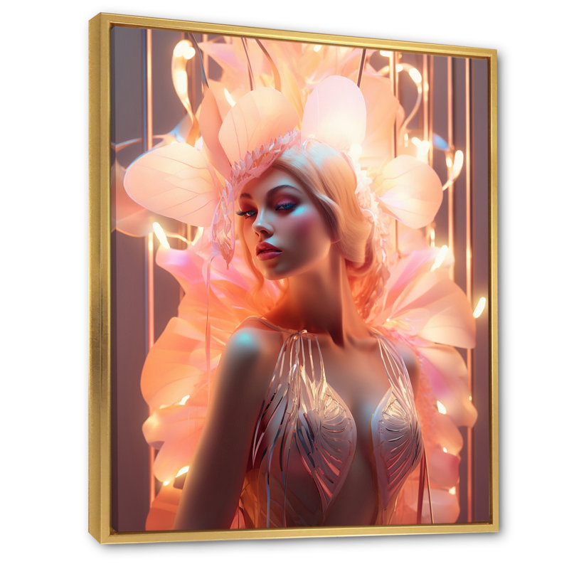 «Pink Cabaret Sensual Dancer», reproduction sur toile, H 40 po x l 30 po x P 1,5 po, Cadre flottant doré