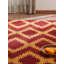 Rouge | Tapis intérieur géométrique doré en laine noué à la main-1418891545