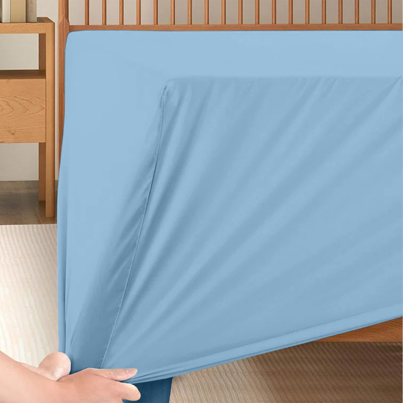 Soft & Breathable Microfiber Extra Deep Fitted Sheet, Light Blue, Double (4'6)