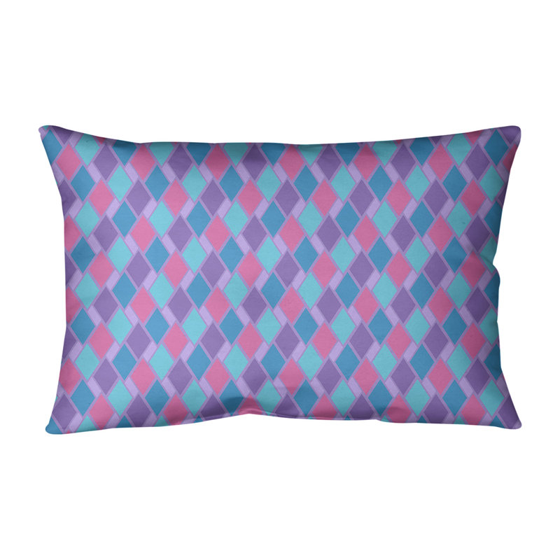 Housse de coussin rectangulaire Katelyn Elizabeth, Polyester / Bourre en polyester, Mauve / Bleu