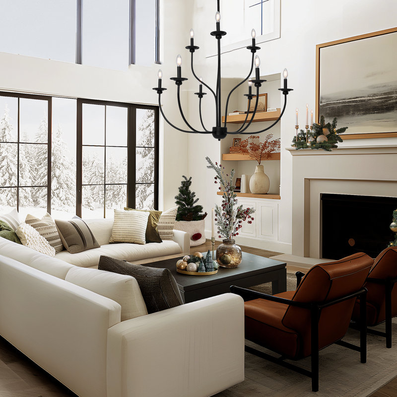 9-light 39"W Candle Style Classic Chandelier, 42.5" H x 39.4" W x 39.4" D