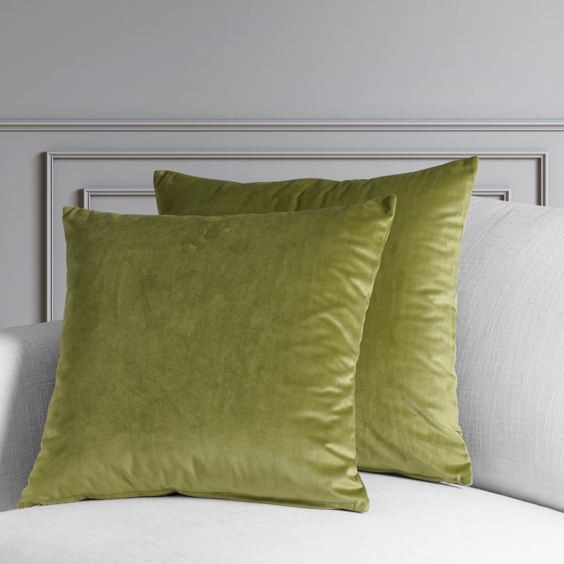 Heritage Plush Velvet Throw Pillow Covers - Decorative Pillow Covers, Retro Green