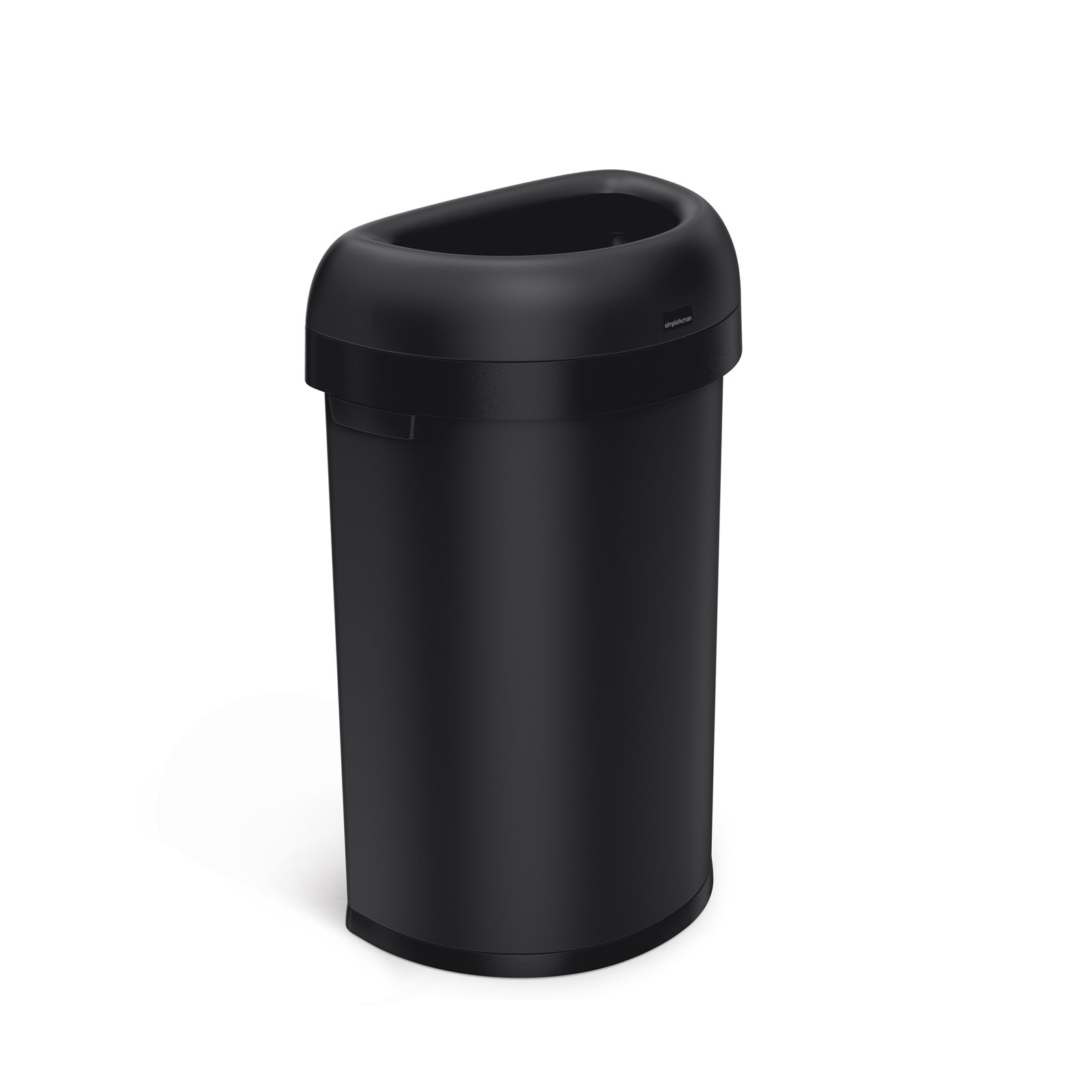 simplehuman 60 Liter / 15.9 Gal Semi-Round Open Trash Can, Commercial Grade, Black