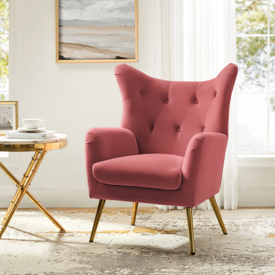 Avianna 29.25" Wide Tufted Velvet Wingback Chair