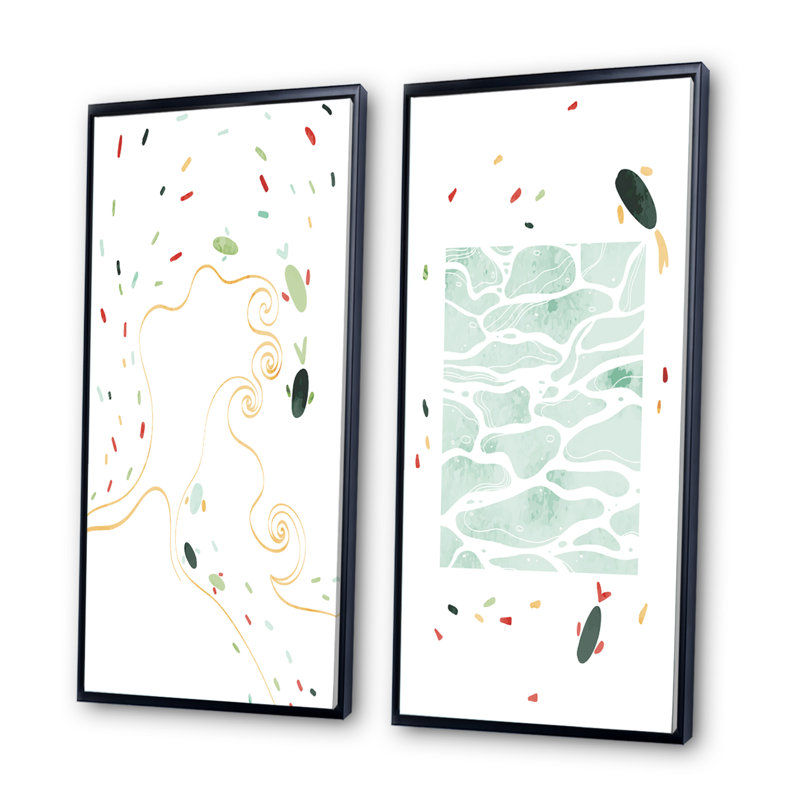 «Japanese Vintage Koi Fish I», ensemble de 2 impressions, H 32 po x l 32 po x P 1 po, Toile avec cadre noir