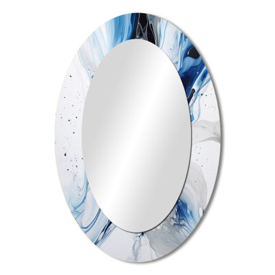 Blue And Grey Ethereal Elixir I - Blue Modern Oval Wall Mirror
