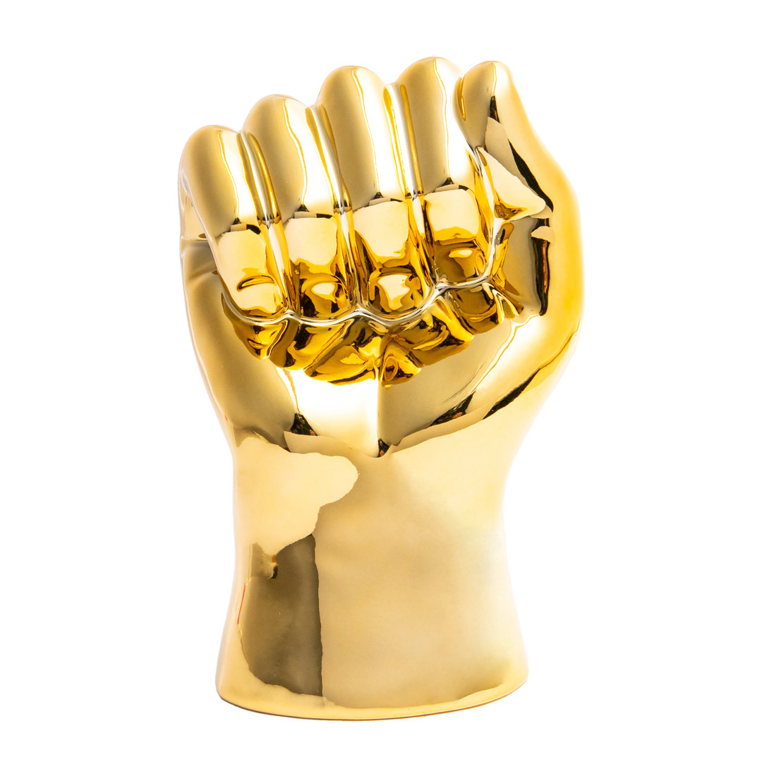 Gold Solidarity hand Tabletop decor - 7" tall Orren Ellis