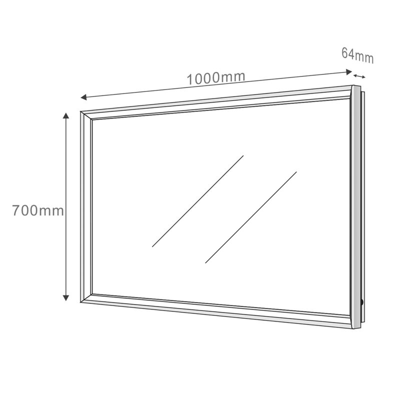 Flat Mirror, Chrome, 70cm H x 100cm W x 6.4cm D