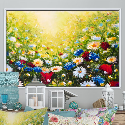 Sunlight Flowers Dossiers - Reproduction sur toile avec cadre flottant