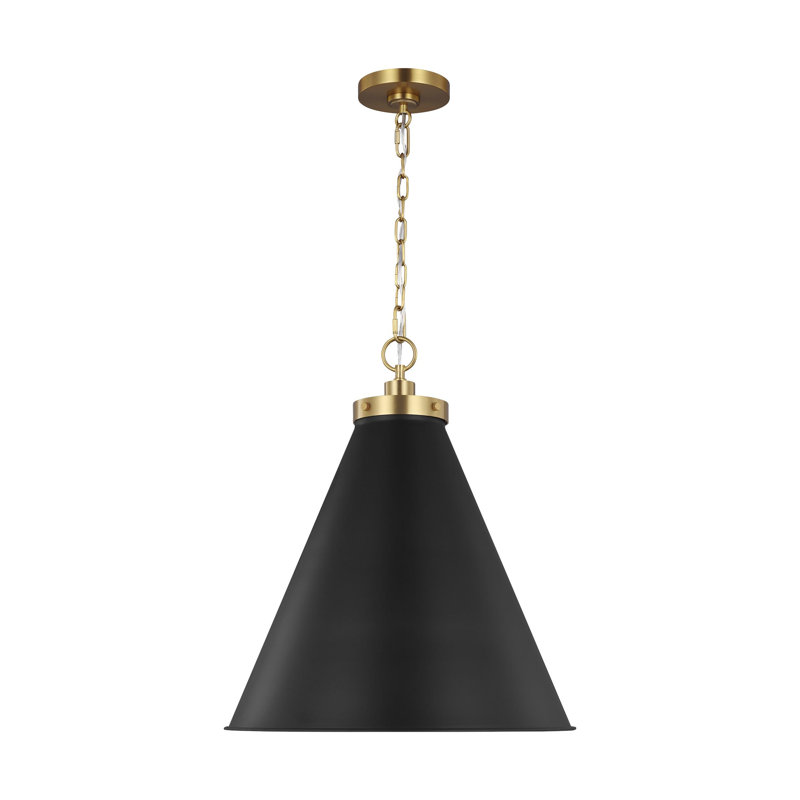 Wellfleet 1 - Light Pendant, 22.625" H x 19.5" W x 19.5" D, Burnished Brass, Midnight Black