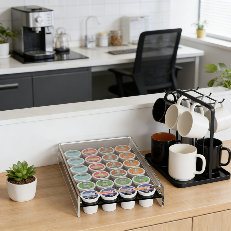 Et distributeur pour dosettes de café - peut contenir 24 dosettes, conception compacte avec coque durable renforcée