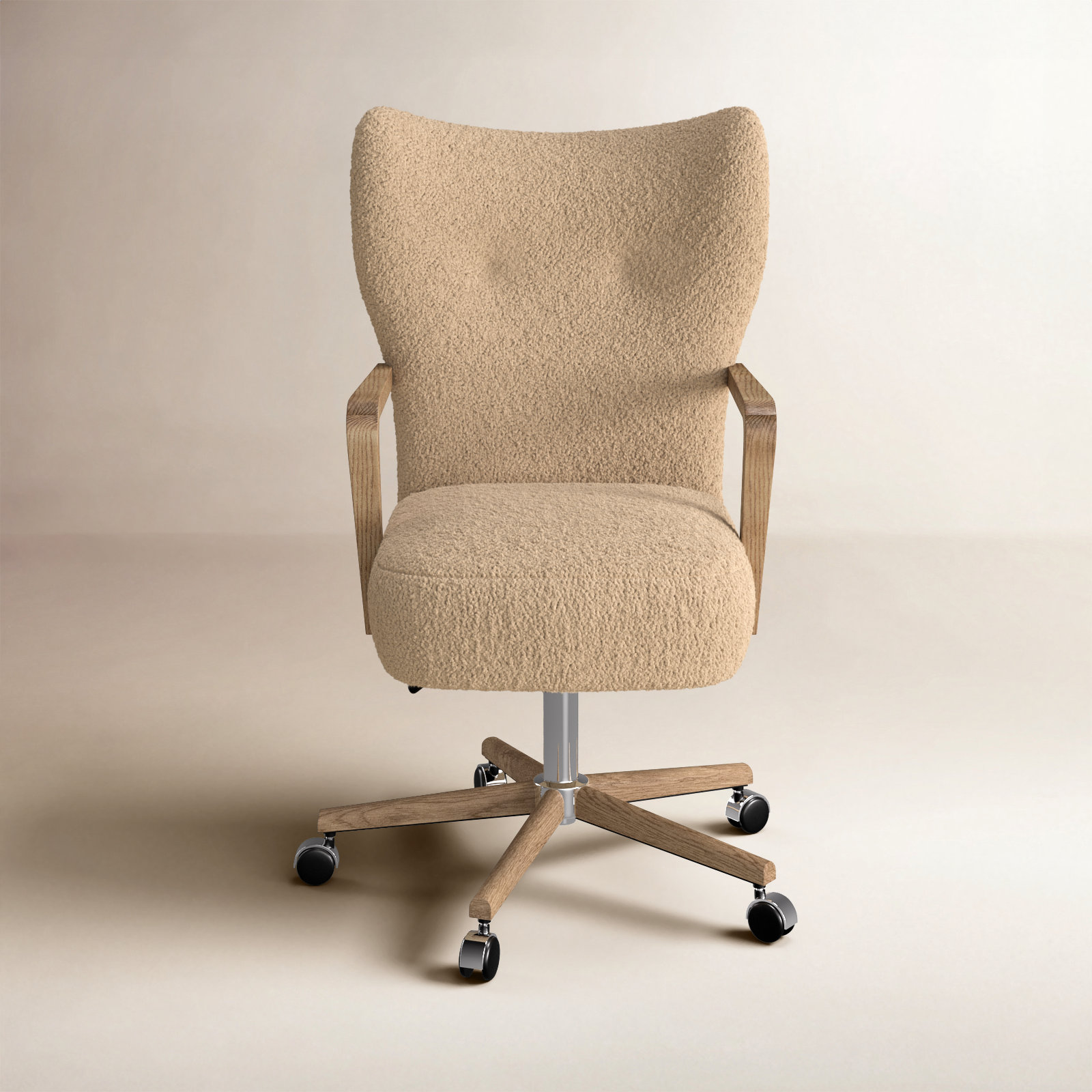 Billinghurst Swivel Office Chair, Sheepskin Camel