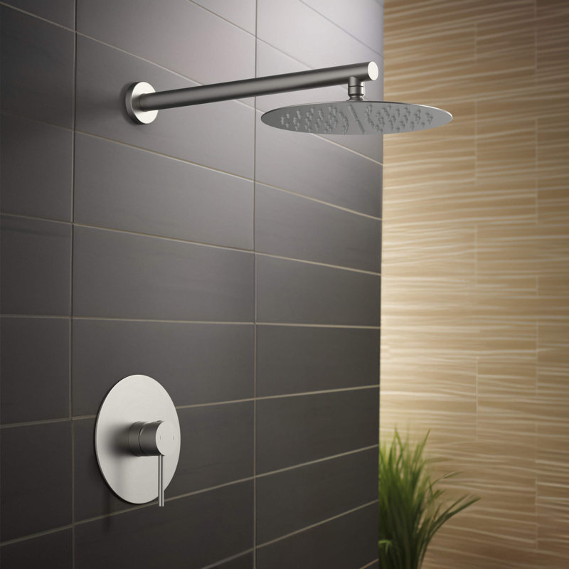 Dual Function Complete Shower System with Rough in-Valve, Brushed Nickel