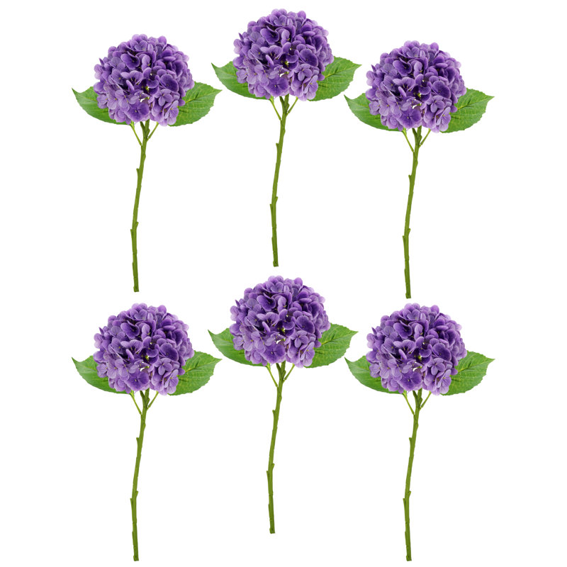 Vibrant Hydrangea Natural Touch, Box Of 6 - 19 Inches, Purple