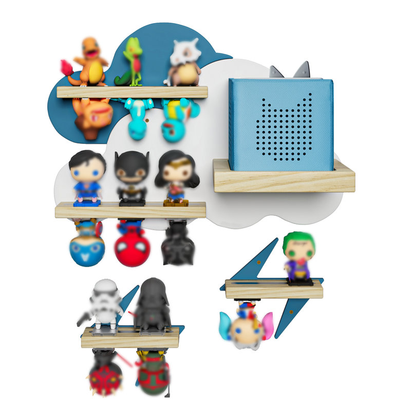 Étagère Cloud Tonie pour rangement Toniebox - Support mural magnétique pour figurines et station de recharge Tonie