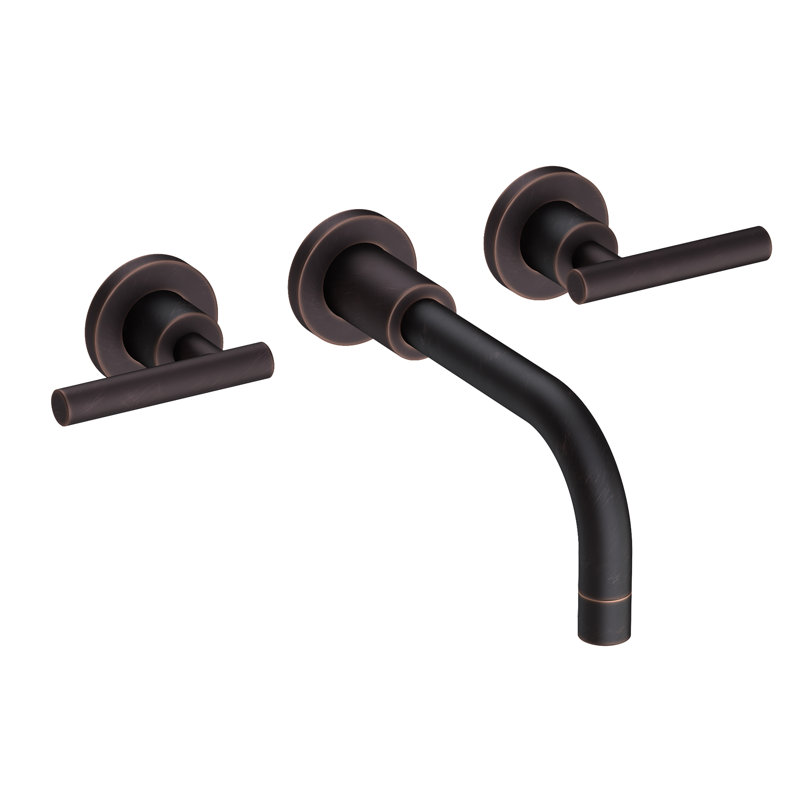 East Linear Wall Mount Bathroom Faucet, Antique Brass