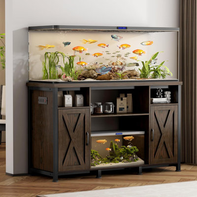 Earlena 55-90 Gallon Fish Tank Stand with Power Outlets,52" L x 18.9" W Tabletop, 1000LBS Capacity