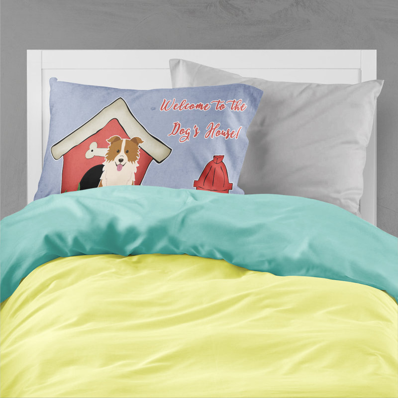 Taie d’oreiller chien house, Border collie rouge et blanc
