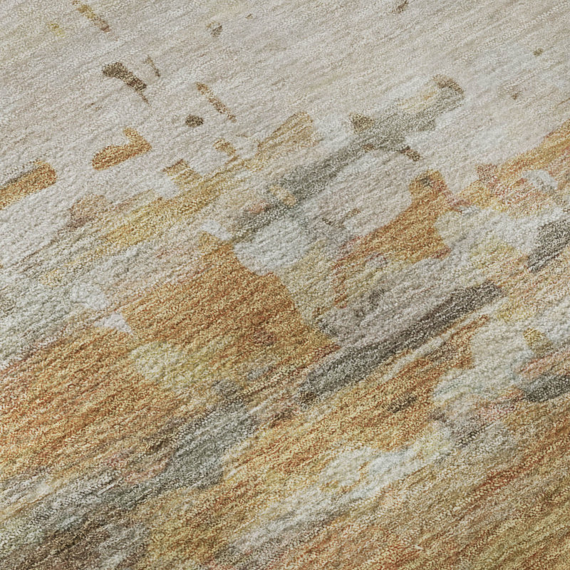 Premium Machine Washable Mayfield AMF2034 Abstract Rug, 8' x 10', Khaki