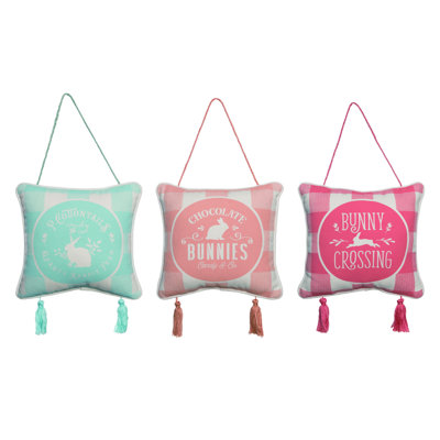 Transpac Fabric Gingham Easter Pillow Hanging Dec Home Decorations Easter
