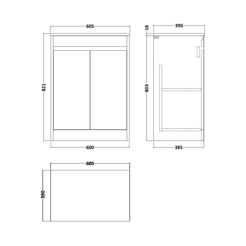 Havana 620 mm Bathroom Vanity, Metallic Slate