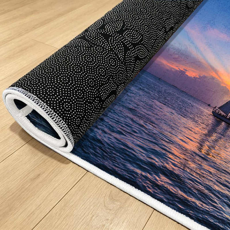 Blue Sunset Key West Sailing Boat Bright Sky Florida Machine Washable Indoor Area Rug, Rectangle 79" x 118"