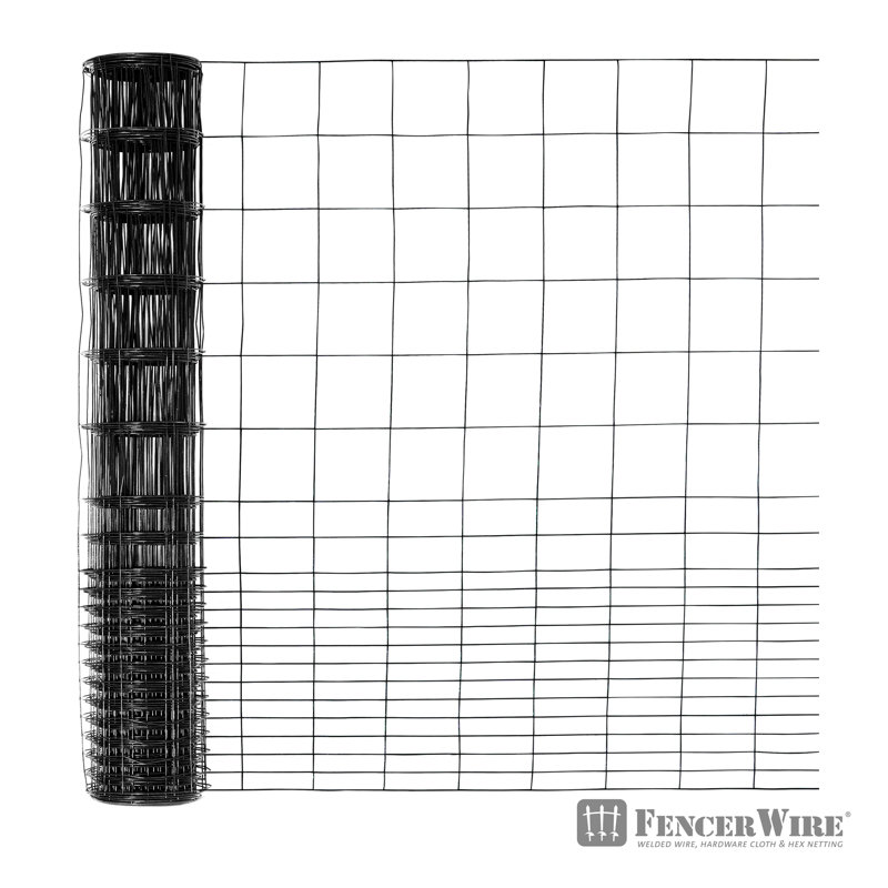 Clôture en vinyle noir pour barrière de lapin, barrière extérieure pour volaille de calibre 16, Noir, 40 in. x 50 ft.