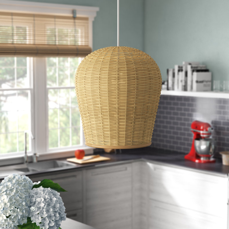 Luminaire suspendu en forme de cloche à 1 lumière Hatsu, Brun naturel