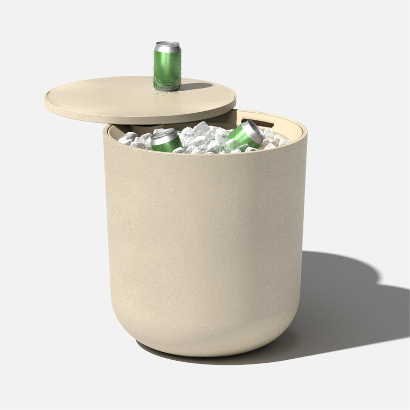 Sand Round Concrete Composite Outdoor Cooler Side Table