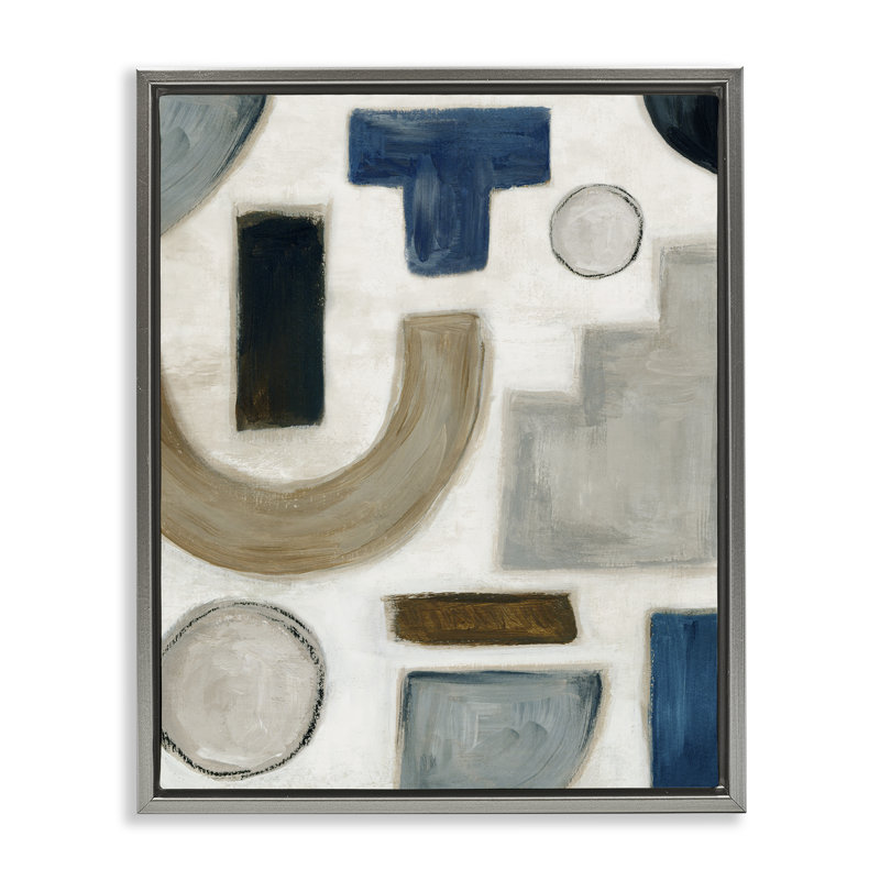 "Natural Tone Shapes", art mural encadré par Emma Peal, H 21 po x l 17 po, Cadre flottant gris lustré