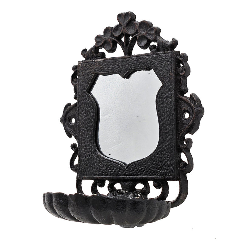 Porte-savon en fonte noir avec miroir