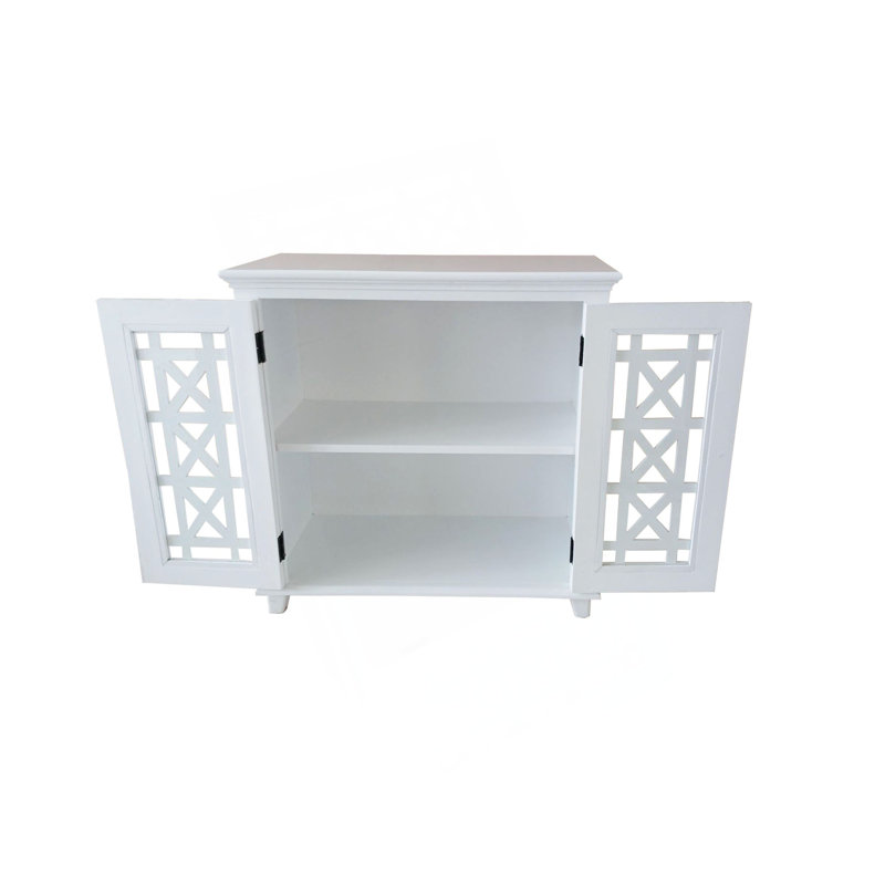 Leroy Accent Solid Wood Cabinet W/ Glass Door & Shelf White