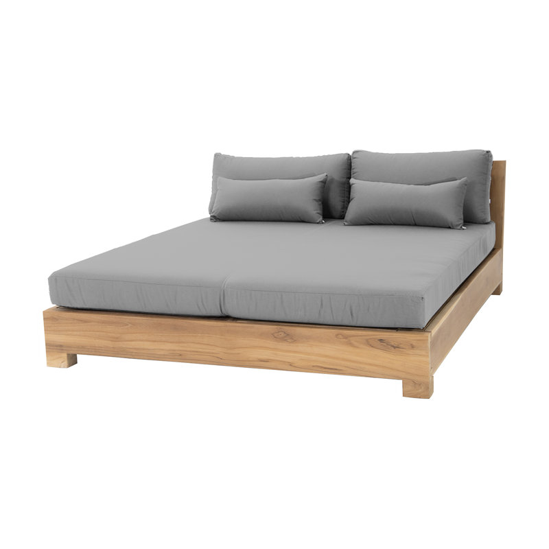 Huntington 64'' Wide Teak Patio Daybed with Cushions, Granite Sunbrella®