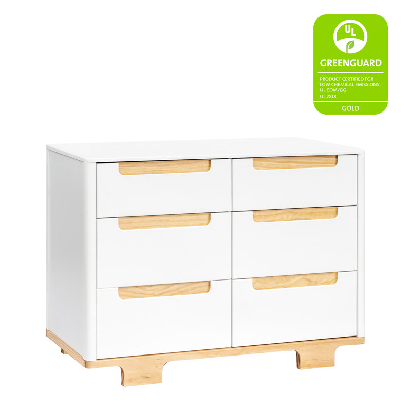 Yuzu 6-Drawer Dresser, White/Natural