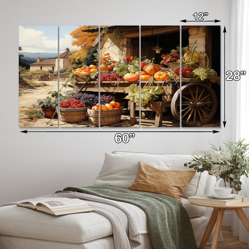 «Countryside Crimson Vineyard I» sur toile, reproduction de 5 pièces