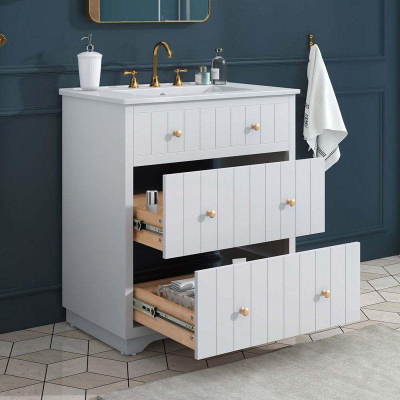 Meuble-lavabo simple 30 po avec lavabo blanc