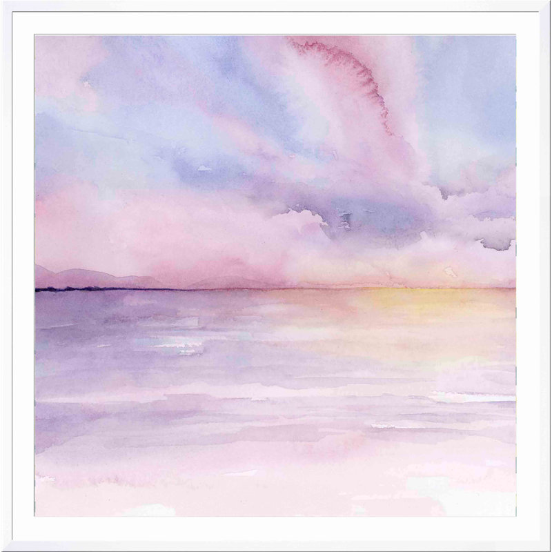 «Pale Sunset I» par Grace Popp - peinture encadrée, Blanc, H 41,8 po x l 41,8 po x P 1,18 po