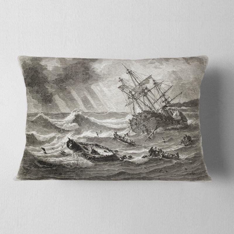 Oreiller rétro Seascape, Rectangulaire, 12 po x 20 po