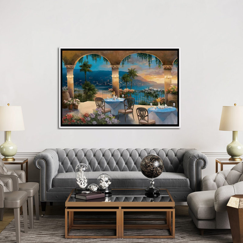Amalfi Holiday I par T.C. Chiu - Imprimé, H 40 po x l 60 po x 1,5 po, Toile blanche encadrée, Pas de tapis