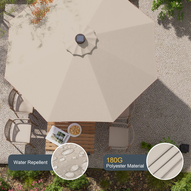 Parasol de marché éclairé 108 po Jamieson, Beige