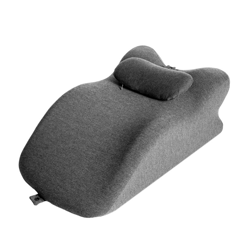 Multi-Functional Memory Foam Bed Pillow - Reading Wedge Pillow for Ergonomic Back Support, Washable Cover, Gray