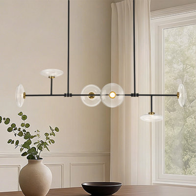 6-light Glass Linear Kitchen Island Chandelier