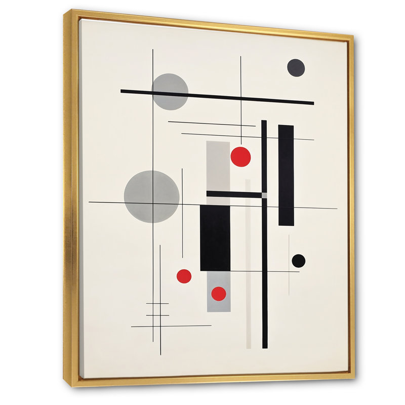 «Jaiyana Beige Minimalistic Symmetry» sur impression sur toile, Cadre flottant doré, H 32 po x l 16 po x P 1 po