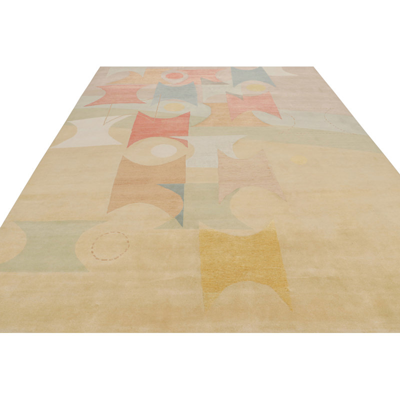 Hand Knotted Geometric Area Rug, Rectangle 6' x 9'