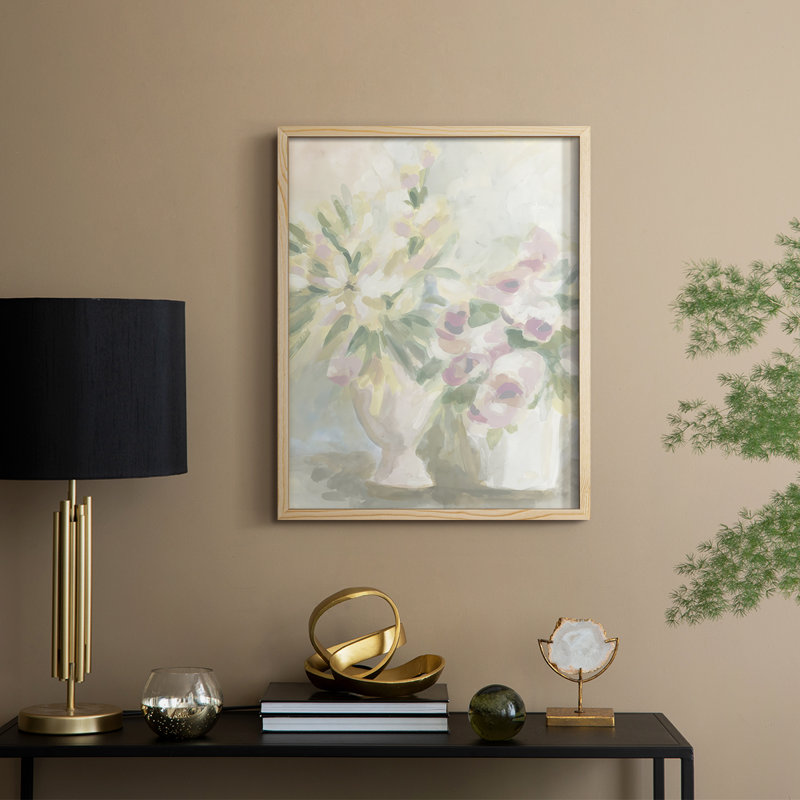«Faded Floral Fresco I», reproduction encadrée - bois massif, Naturel, H 15 po x l 12 po