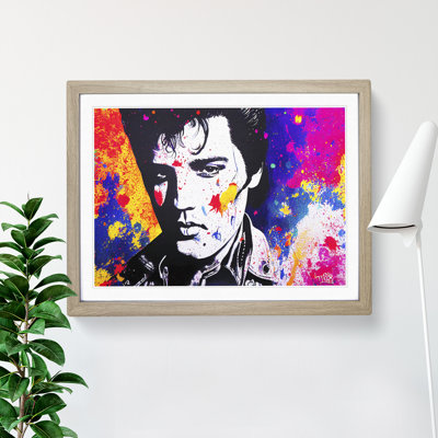 XH1022-6738X Paint Splashed Elvis Presley Vol.2 Abstract 1 Piece Single Picture Frame Wall Art